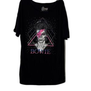 Bowie Black Tee with Pink Graphic Size SM